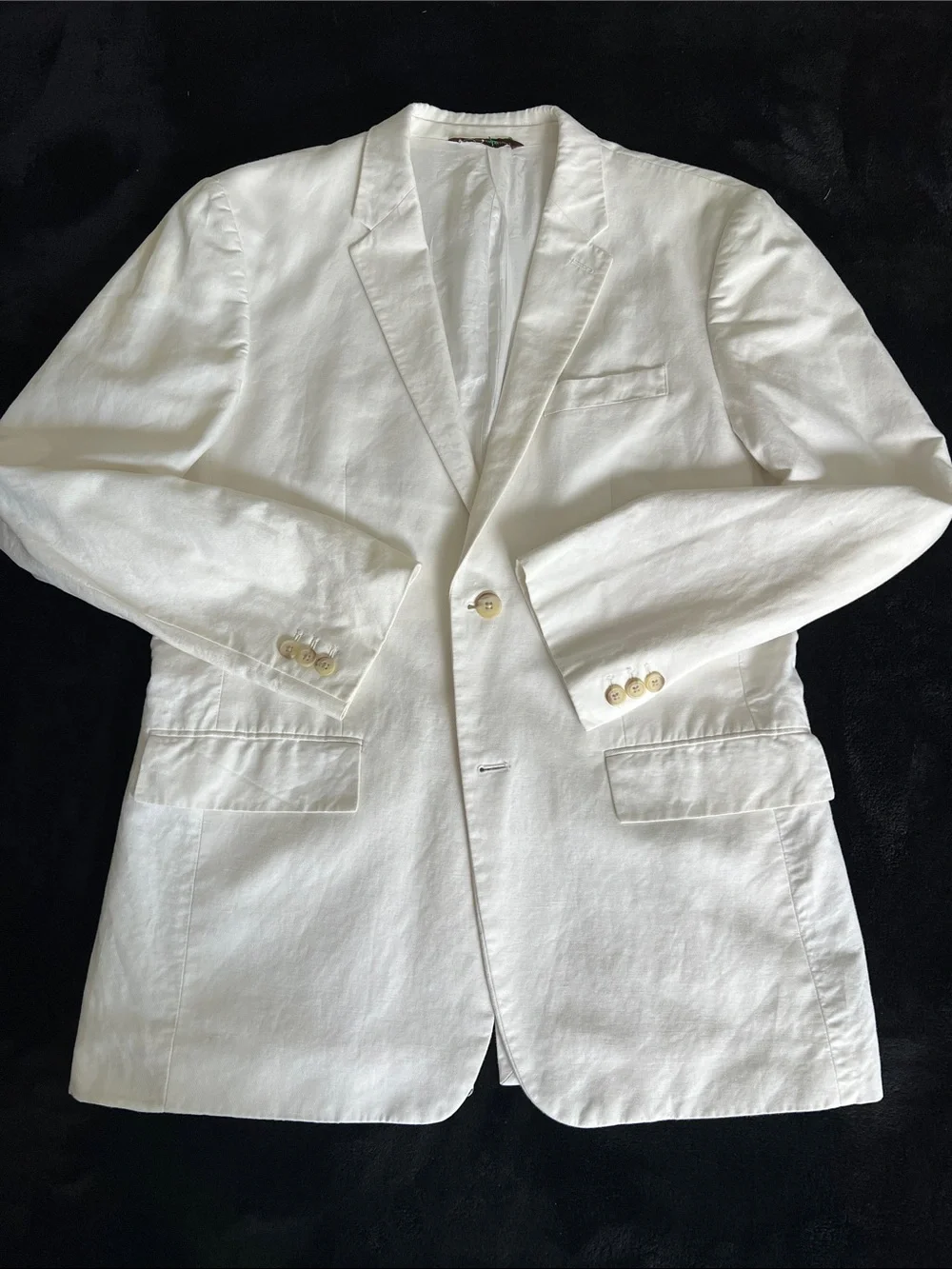 Perry Ellis White Linen&Cotton blend Jacket with Brown Label